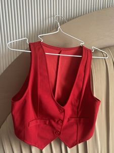 Red Cropped Vest Top