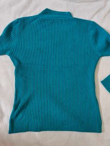 🆕 Teal Ribbed Mock Neck Sweater