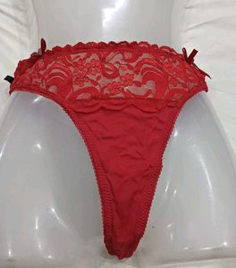 🪔 Red Lace Trim Thong Panty