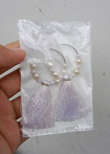 Pearl Tassel Hoop Earrings