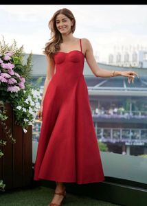 Ralph Lauren Dupe- Red A-Line Midi Dress
