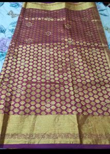Elegant Maroon &amp; Gold Pattu Sari