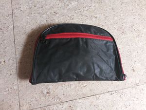 Black Pouch with Red Zipper