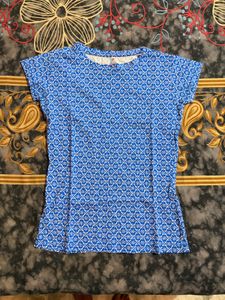 Blue Geometric Print T-Shirt