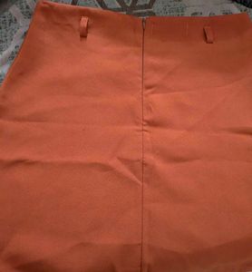 Orange Mini Skirt with Belt