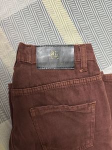 Brown Wide Leg Denim Jeans