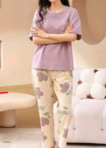 Cute Pink Floral Night Suit & Free Gift