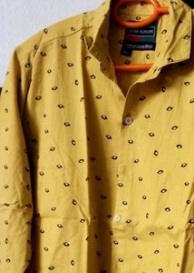 Men's Mustard Printed Full Sleeve Shirt