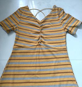 Striped V-Neck Mini Dress