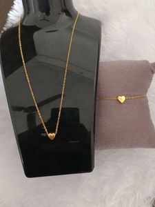 Gold Heart Necklace & Bracelet Set