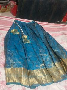 Blue  Lehenga Choli pure gold zari silk