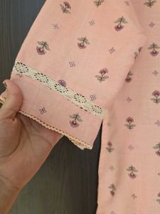 🍑Peach Floral Ethnic Co-ord set With Dupatta