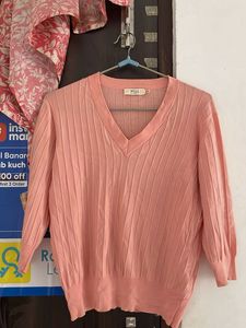 Soft Pink V-Neck Knit top