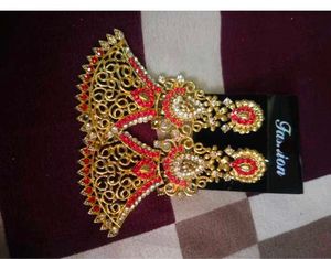 Elegant Red & Gold Jhumka Earrings