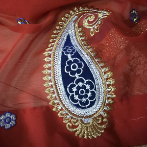Half net &amp; alf embroidered  chumki partySare