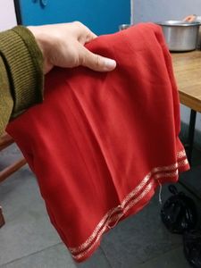 Red-orange(rust) Georgette Saree With Thin Border