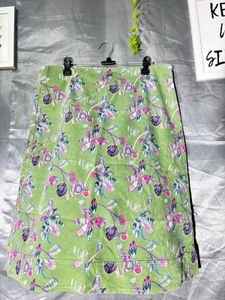 Green Floral Print Skirt