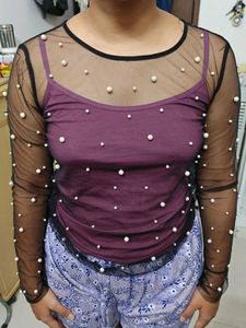 Sheer Pearl Embellished Top