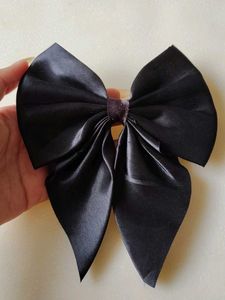 Elegant Black Satin Bow Hair Clip