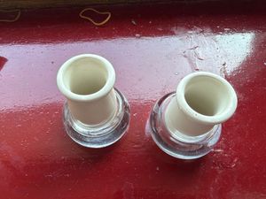 Set of 2 Vintage Ceramic & Glass Vases