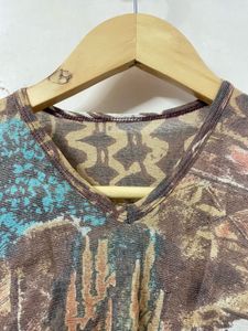 Vintage Abstract Print Long Sleeve Top