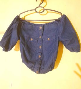 Denim Off Shoulder Top For Women.