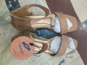 Stylish Tan Flats with Strap