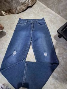 Distressed Blue Flare Jeans