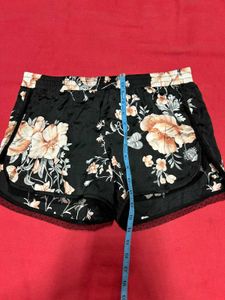 Floral Black Shorts