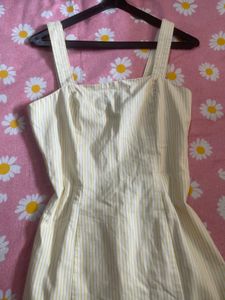 Cute Yellow Striped Mini Dress