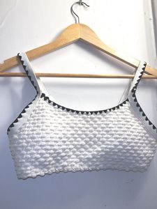 Textured White Bikini Top
