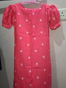 Stylish Pink Kurta with Puff Sleeves