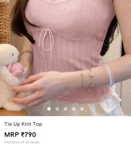 Cute Pink Lace Trim Knit Top