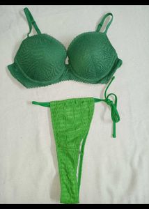 Green Lace Bra & Thong Set
