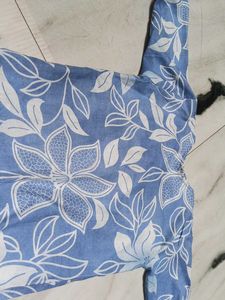 Blue Floral Print Kurta