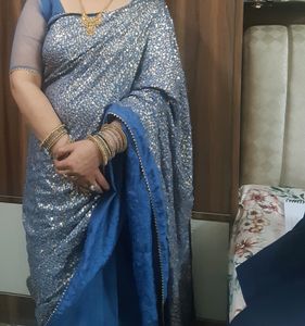 Sparkling Blue Sequin Saree