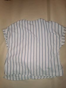 White Stripes Button Top
