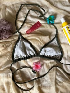 Olive Green Bikini Top with Embellishment