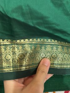 Elegant Emerald Green Silk Saree