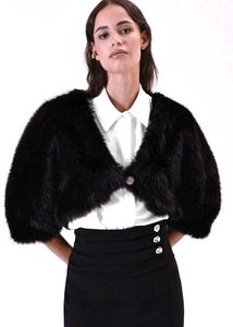 Chic Black Faux Fur Bolero Jacket