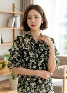 Floral Print Chiffon Top