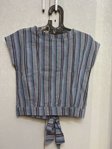Striped Tie-Back Crop Top