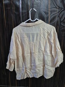 Cream Cropped Button-Up Shirt