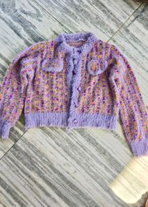 Fuzzy Knit fur Jacket, Korean Cardigan,tweed style