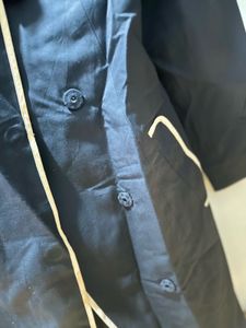 Classic Navy Trench Coat with Cream Trim