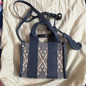 Stylish Navy Blue & Cream Handbag