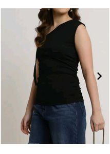 SHEIN Black One-Shoulder Ruched Top