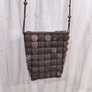 Unique Wood Beaded Crossbody Bag