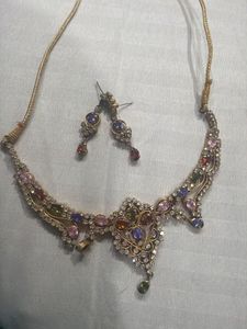 Stunning Multi-Color Stone Necklace &amp; Earrings Set
