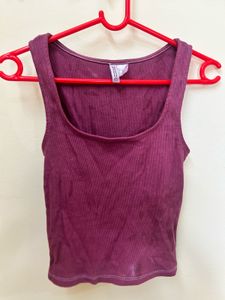 Burgundy Ribbed Tank Top